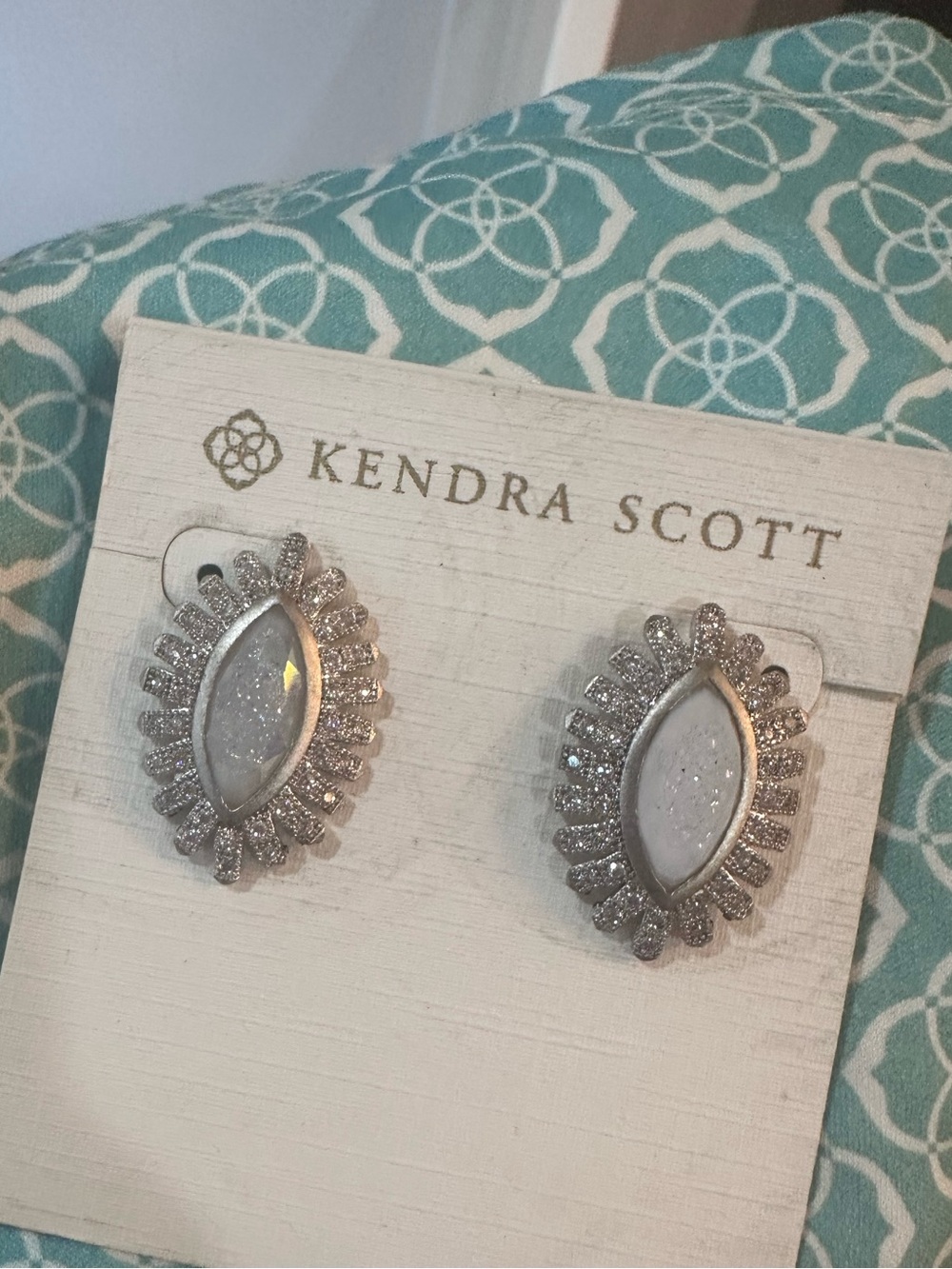Kendra Scott PROTOTYPE Silver White Druzy Halo Earrings